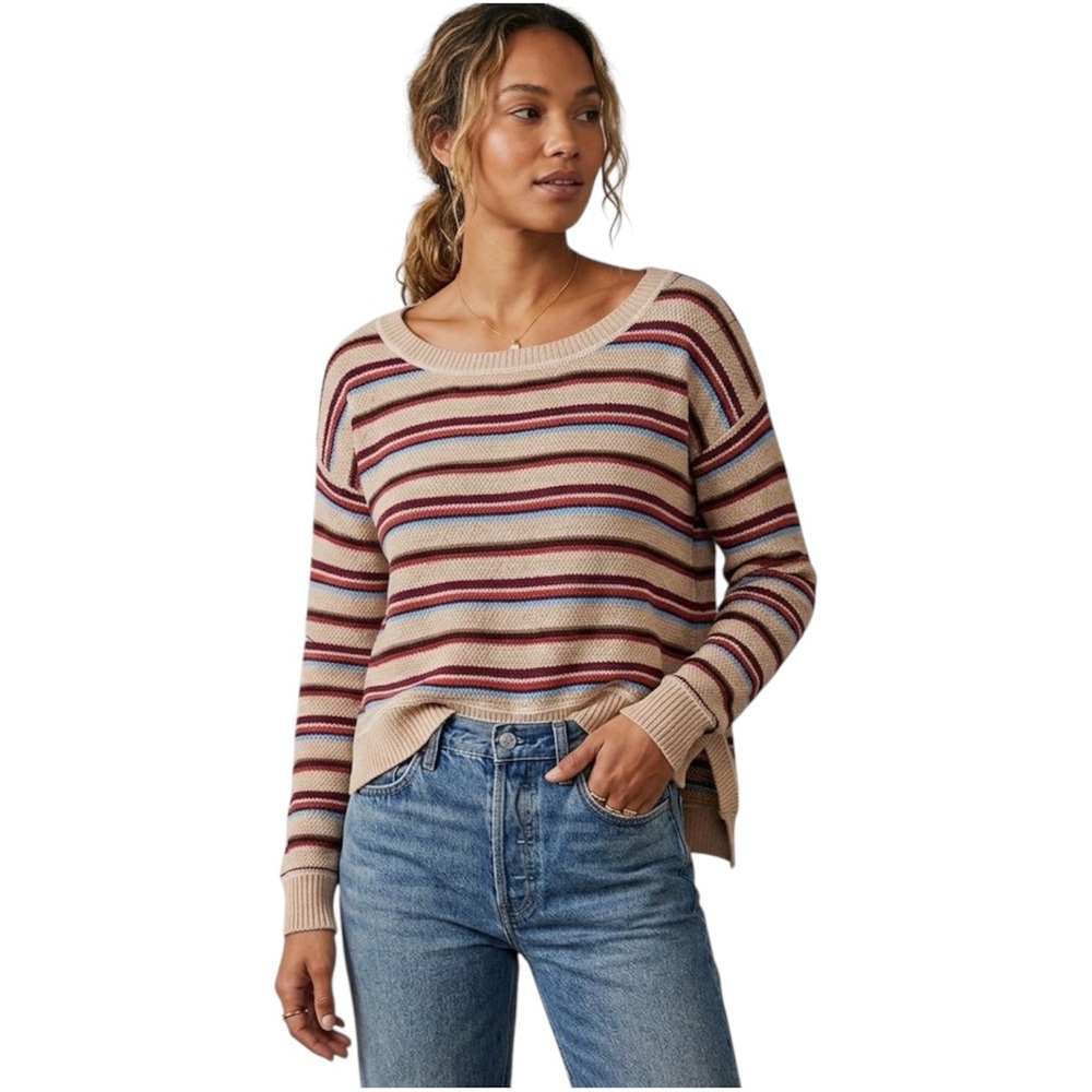 Free People Beach Road Trip Striped Pullover Sweater – Size L
